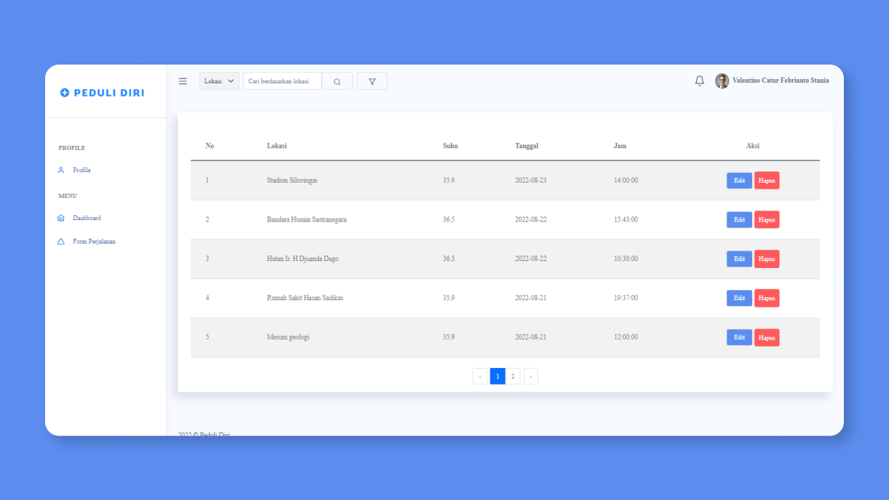 Peduli Diri - Health Tracking App project screenshot